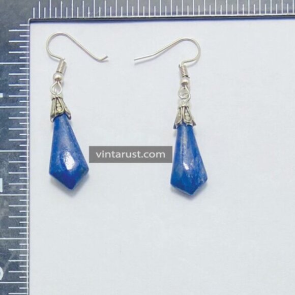 Dangle Earrings, Gemstone Dangle Earrings, Lapis Lazuli Handmade Earrings - Picture 6 of 10